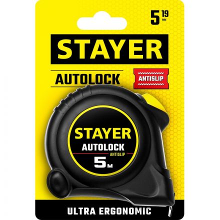Рулетка с автостопом STAYER  AutoLock 5м х 19мм (2-34126-05-19) Рулетка с автостопом STAYER  AutoLock 5м х 19мм (2-34126-05-19)