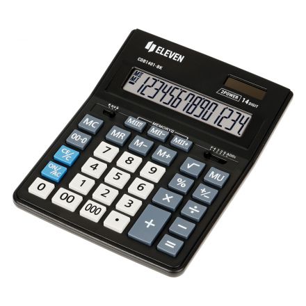 Калькулятор настольный Eleven Business Line CDB1401-BK, 14 разрядов, двойное питание, 155*205*35мм, черный Калькулятор настольный Eleven Business Line CDB1401-BK, 14 разрядов, двойное питание, 155*205*35мм, черный