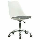 Кресло стул BRABIX "Eames MG-310 CH", хром, пластик белый, ткань серая, 532924 Кресло стул BRABIX "Eames MG-310 CH", хром, пластик белый, ткань серая, 532924