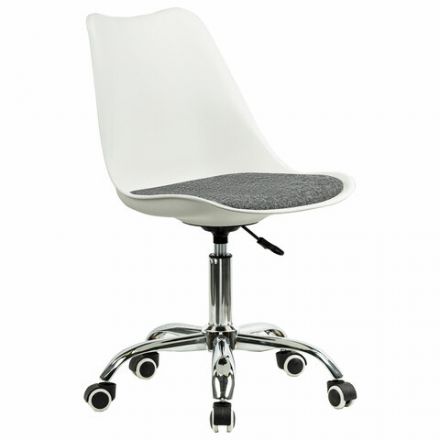 Кресло стул BRABIX "Eames MG-310 CH", хром, пластик белый, ткань серая, 532924 Кресло стул BRABIX "Eames MG-310 CH", хром, пластик белый, ткань серая, 532924