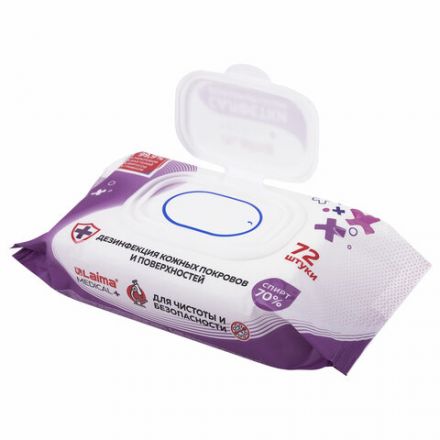 Дезинфицирующие салфетки спиртовые (70%), для рук и любых поверхностей, 72 шт., LAIMA MEDICAL, 608766 Дезинфицирующие салфетки спиртовые (70%), для рук и любых поверхностей, 72 шт., LAIMA MEDICAL, 608766