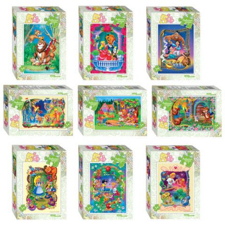 Пазл картонный 54 элемента, Любимые сказки, АССОРТИ, поле 18х13,5 см, STEP PUZZLE