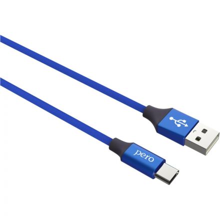 Кабель USB PERO DC-02 Type-C, 3А, 1м, синий