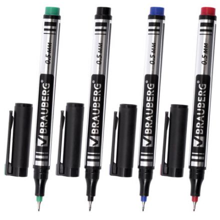 Маркеры перманентные BRAUBERG "Jet", НАБОР 4 ЦВЕТА, супертонкий металлический наконечник 0,5 мм, 150511 Маркеры перманентные BRAUBERG "Jet", НАБОР 4 ЦВЕТА, супертонкий металлический наконечник 0,5 мм, 150511