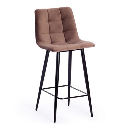 Стул полубарный Чилли/Chilly (мод. 7095пб) ткань/металл, 53х44х94см, коричневый бархат 12/черный Стул полубарный Чилли/Chilly (мод. 7095пб) ткань/металл, 53х44х94см, коричневый бархат 12/черный