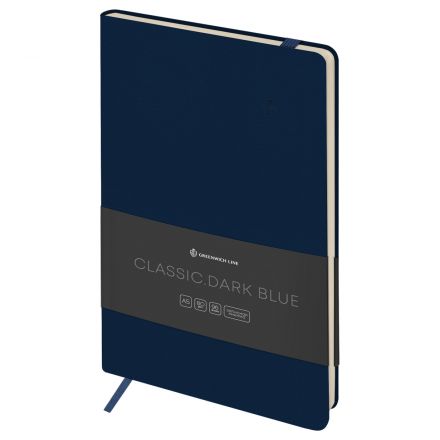 Записная книжка А5 96л. ЛАЙТ, кожзам, Greenwich Line "Classic. Dark blue", с резинкой, блок без линовки Записная книжка А5 96л. ЛАЙТ, кожзам, Greenwich Line "Classic. Dark blue", с резинкой, блок без линовки