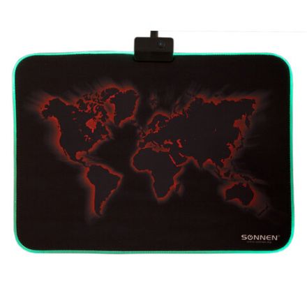 Коврик для мыши SONNEN "LIGHTING", резина+ткань, 350х270х4 мм, чёрный, 513316