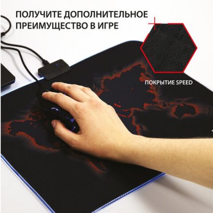 Коврик для мыши SONNEN "LIGHTING", резина+ткань, 350х270х4 мм, чёрный, 513316