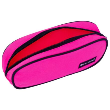 Пенал-косметичка BRAUBERG овальный, полиэстер, "Pink", 22х9х5 см, 229270 Пенал-косметичка BRAUBERG овальный, полиэстер, "Pink", 22х9х5 см, 229270