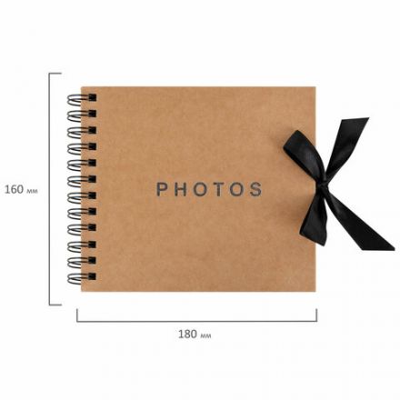 Фотоальбом 16х18 см, 20 черных листов, обложка КРАФТ, уголки/стикеры/ручка/клей, BRAUBERG Black&Kraft, 880652