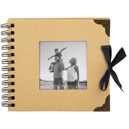 Фотоальбом 16х18 см, 20 черных листов, обложка КРАФТ, уголки/стикеры/ручка/клей, BRAUBERG Black&Kraft, 880652