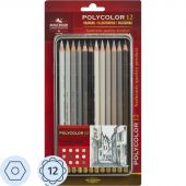 Карандаши цветные худож POLYCOLOR серые цвета 12цв/наб мет.кор 3822012013BL Карандаши цветные худож POLYCOLOR серые цвета 12цв/наб мет.кор 3822012013BL