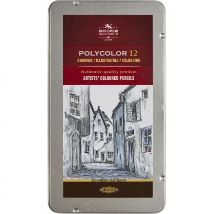 Карандаши цветные худож POLYCOLOR серые цвета 12цв/наб мет.кор 3822012013BL Карандаши цветные худож POLYCOLOR серые цвета 12цв/наб мет.кор 3822012013BL