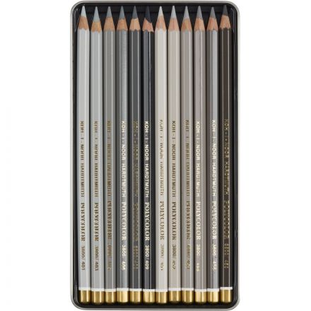 Карандаши цветные худож POLYCOLOR серые цвета 12цв/наб мет.кор 3822012013BL Карандаши цветные худож POLYCOLOR серые цвета 12цв/наб мет.кор 3822012013BL