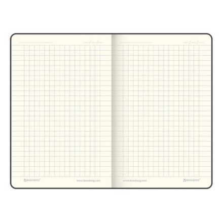 Блокнот МАЛЫЙ ФОРМАТ (100x150 мм) А6, BRAUBERG "Office", под кожу, 80 л., клетка, черный, 113325