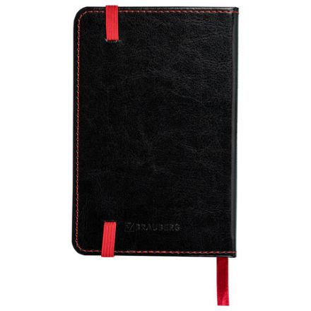 Блокнот МАЛЫЙ ФОРМАТ (100x150 мм) А6, BRAUBERG "Office", под кожу, 80 л., клетка, черный, 113325