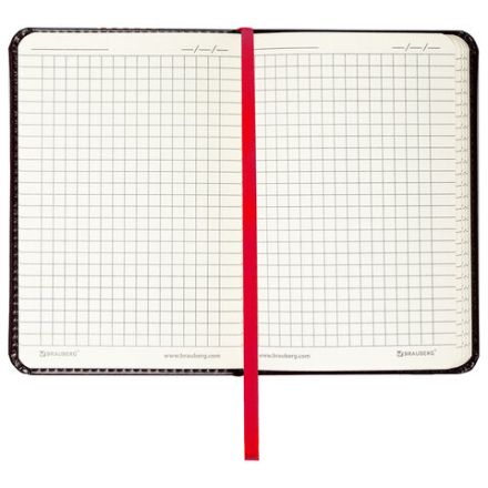 Блокнот МАЛЫЙ ФОРМАТ (100x150 мм) А6, BRAUBERG "Office", под кожу, 80 л., клетка, черный, 113325