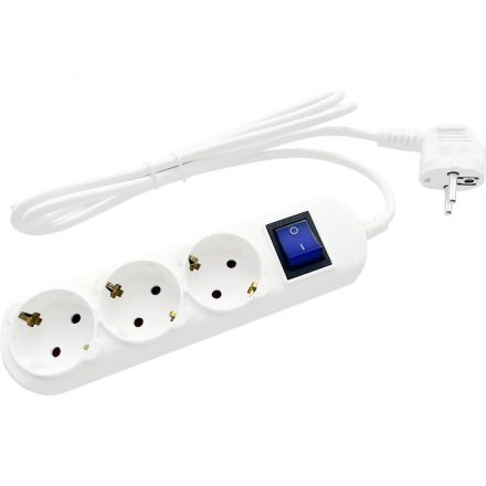 Удлинитель Power Cube 3р/3м  с/з с выкл 16А бел (PC-5-3M)