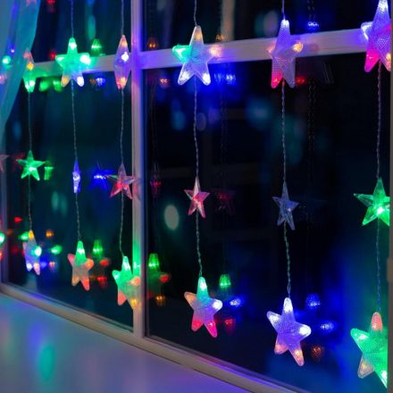 Электрогирлянда Бахрома 2.4x0.9 м Звездочки,IP20,186LED,мульт,8 реж 4356973