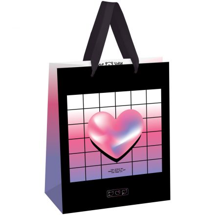Пакет подарочный 18*23*10см MESHU "Heart", голографический картон Пакет подарочный 18*23*10см MESHU "Heart", голографический картон
