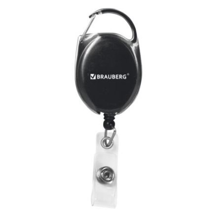Держатель-рулетка для бейджей 70 см, петелька, карабин, черный, в блистере, BRAUBERG, 238237 Держатель-рулетка для бейджей 70 см, петелька, карабин, черный, в блистере, BRAUBERG, 238237