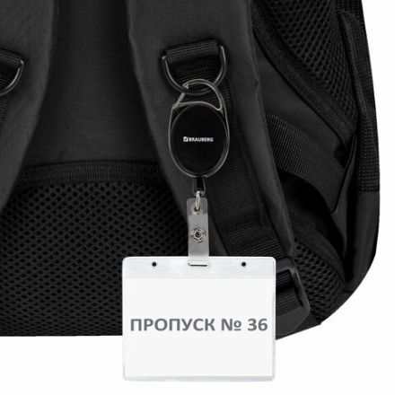 Держатель-рулетка для бейджей 70 см, петелька, карабин, черный, в блистере, BRAUBERG, 238237 Держатель-рулетка для бейджей 70 см, петелька, карабин, черный, в блистере, BRAUBERG, 238237