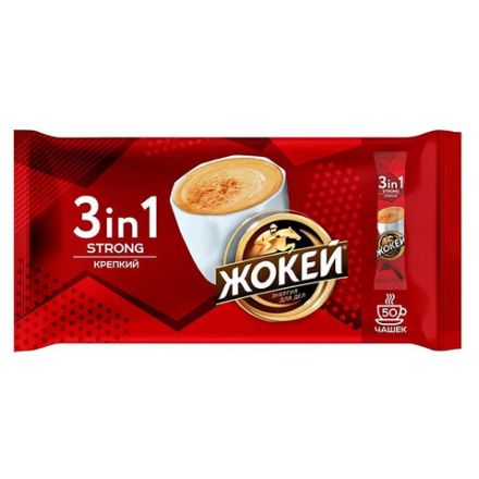Кофе растворимый порционный ЖОКЕЙ "3 в 1 Крепкий", КОМПЛЕКТ 50 пакетиков по 12 г, 1296-08-2 Кофе растворимый порционный ЖОКЕЙ "3 в 1 Крепкий", КОМПЛЕКТ 50 пакетиков по 12 г, 1296-08-2