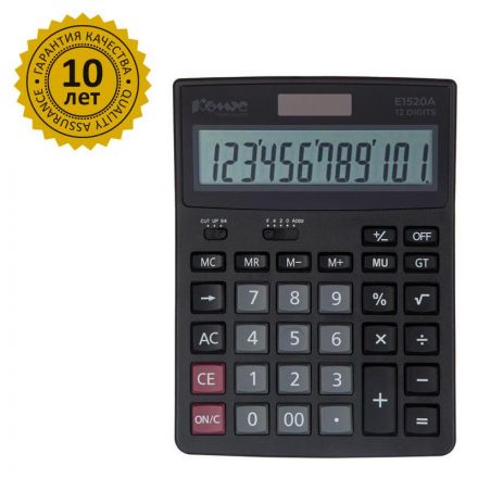 Калькулятор настольный ПОЛНОРАЗМ. КОМУС KF-444,12-р, дв.пит,183x135мм,черн Калькулятор настольный ПОЛНОРАЗМ. КОМУС KF-444,12-р, дв.пит,183x135мм,черн