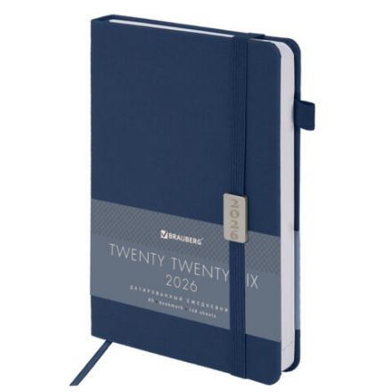 Ежедневник датированный 2026, А5, 138x213 мм, BRAUBERG "Control", под кожу, держатель для ручки, синий, 117121 Ежедневник датированный 2026, А5, 138x213 мм, BRAUBERG "Control", под кожу, держатель для ручки, синий, 117121