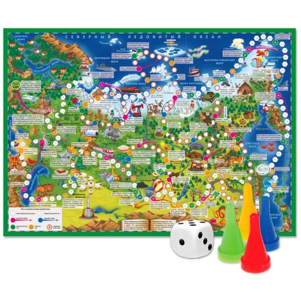 Игра-ходилка настольная ГЕОДОМ "Путешествие по России", с фишками Игра-ходилка настольная ГЕОДОМ "Путешествие по России", с фишками