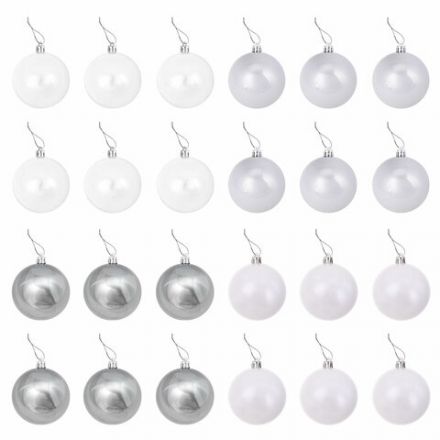Шары ёлочные 24 шт., 5 см "Eden Colors", пластик, цвет: серебристый/жемчужный, ЗОЛОТАЯ СКАЗКА, 591977
