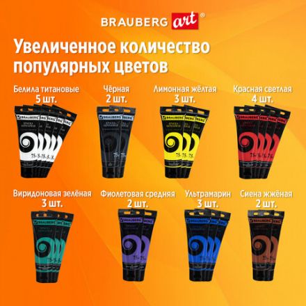 Краски акриловые художественные BRAUBERG ART DEBUT, НАБОР 24 шт. по 75 мл, 8 цветов, в тубах, 191128 Краски акриловые художественные BRAUBERG ART DEBUT, НАБОР 24 шт. по 75 мл, 8 цветов, в тубах, 191128