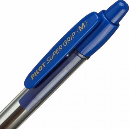Ручка шариковая автоматическая с грипом PILOT Super Grip, СИНЯЯ, 1 мм, линия 0,27 мм, BPGP-10R-M L
