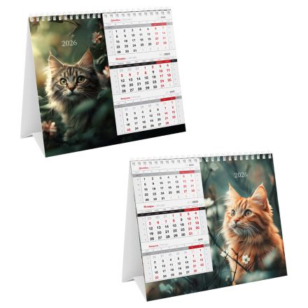 Календарь-домик настольный, 190*170 мм BG "Mono Premium. Коты", на гребне, 2026г.