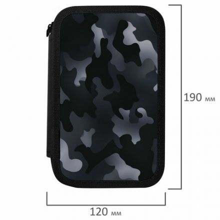 Пенал ПИФАГОР, 3 отделения, ламинированный картон, 19х11 см, "Black camo", 273489 Пенал ПИФАГОР, 3 отделения, ламинированный картон, 19х11 см, "Black camo", 273489