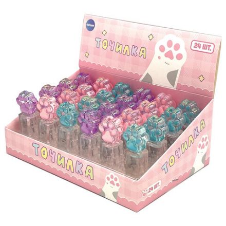 Точилка фигурная "Лапка", стеклянная серия, пластиковая, корпус ассорти, дисплей, CNT, 75067