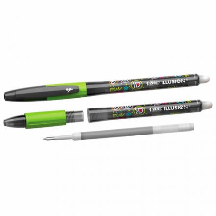 Ручка стираемая гелевая с грипом BIC "Gelocity Illusion", ЧЕРНАЯ, корпус черный, линия 0,3 мм, 516523