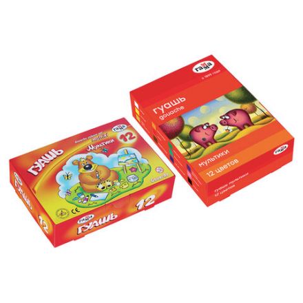 Гуашь ГАММА "Мультики", 12 цветов по 20 мл, картонная упаковка, 221032 Гуашь ГАММА "Мультики", 12 цветов по 20 мл, картонная упаковка, 221032