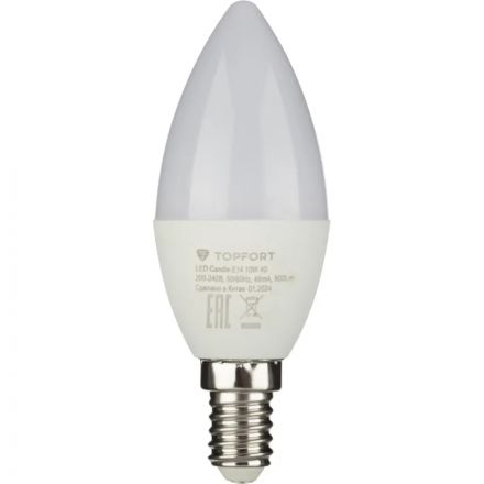 Лампа светодиодная Topfort E14 10W 4000K свеча