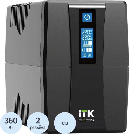 ИБП ITK Electra EET-0600VA-1-001-S 360Вт 600ВА черный