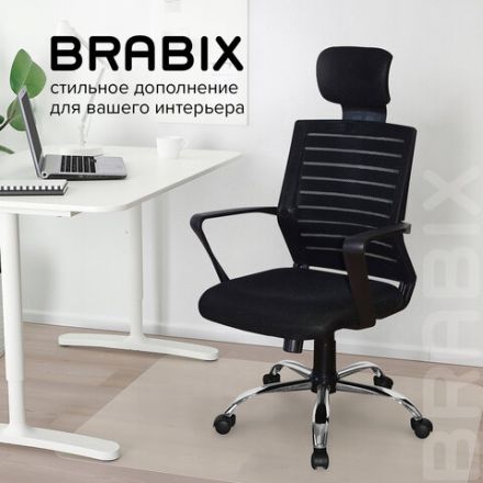 Кресло BRABIX "Victory MG-016", подголовник, хром, черное, 531924 Кресло BRABIX "Victory MG-016", подголовник, хром, черное, 531924