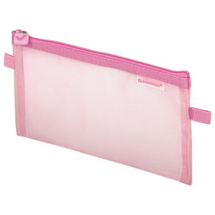 Пенал-конверт BRAUBERG, сетка, 22x10 см, розовый, 272238 Пенал-конверт BRAUBERG, сетка, 22x10 см, розовый, 272238