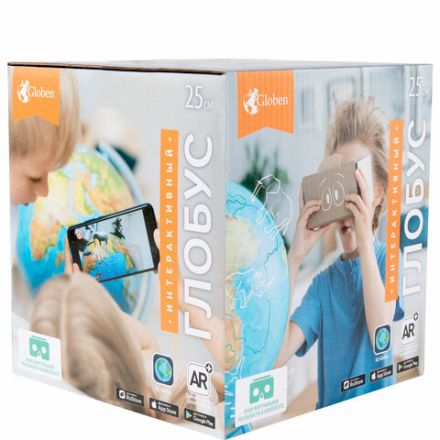 Глобус интерактивный + очки VR физический / политический Globen, 25 см, с подсветкой, INT12500284 Глобус интерактивный + очки VR физический / политический Globen, 25 см, с подсветкой, INT12500284