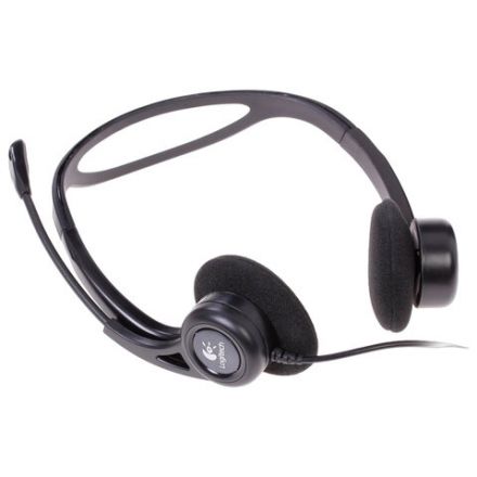 Наушники с микрофоном (гарнитура) LOGITECH PC 960, проводная, компьютерная, 2,4 м, стерео, USB, черная, 981-000100