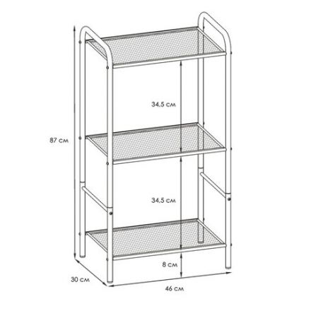 Стеллаж на металлокаркасе "Валенсия-13", 455х300х855 мм, 3 полки, черный, СТВ13 Ч Стеллаж на металлокаркасе "Валенсия-13", 455х300х855 мм, 3 полки, черный, СТВ13 Ч