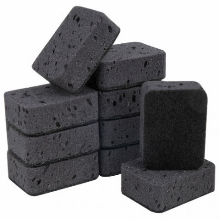 Губки для посуды 9,5х7х3,5 см, КОМПЛЕКТ 10 шт., BIG BLACK, КРУПНОПОРИСТЫЙ поролон с абразивным слоем, LAIMA, 608650