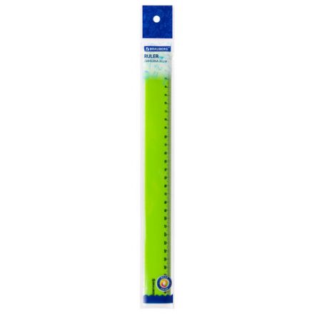 Линейка пластиковая 30 см BRAUBERG "NEON", ассорти, пакет, 210751