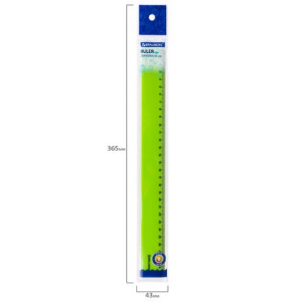 Линейка пластиковая 30 см BRAUBERG "NEON", ассорти, пакет, 210751