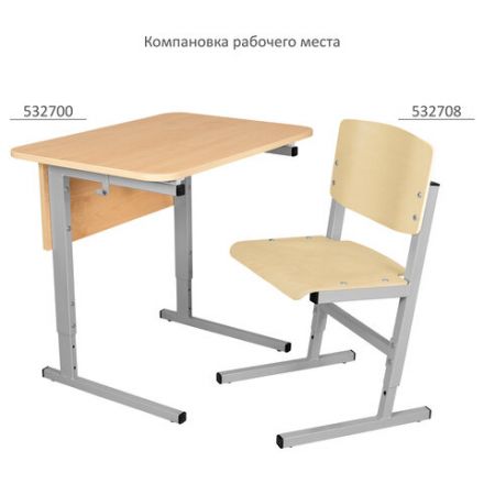 Стол-парта 1-местный регулируемый СУТ.54, 600х500х640-780 мм, рост 4-6, серый каркас, ЛДСП клён Стол-парта 1-местный регулируемый СУТ.54, 600х500х640-780 мм, рост 4-6, серый каркас, ЛДСП клён