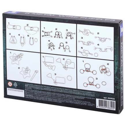 Головоломки металлические большие ЗОЛОТАЯ СКАЗКА, набор 6 штук, MEDIUM level, 664926 Головоломки металлические большие ЗОЛОТАЯ СКАЗКА, набор 6 штук, MEDIUM level, 664926
